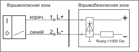 Датчик бесконтактный индуктивный взрывобезопасный стандарта "NAMUR" SNI 00-1,2-L