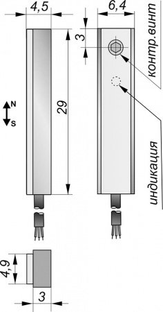 Датчик бесконтактный герконовый GT01P-DC-NO-C-2-SS