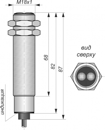 Датчик бесконтактный оптический O01-NO-PNP(Л63, Lкаб=5м)